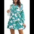 thumbnail image 3 of Vestidos de Otoño 2025 para Mujer, Vestido Floral con Escote en V, Cintura Trenzada, Larga, Bohemio, Fluido, Minivestido de Corte A. Verde XL, 3 of 10