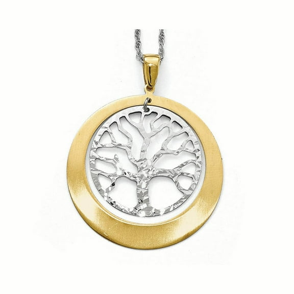 Sterling Silver and Gold-tone Textured Tree Pendant