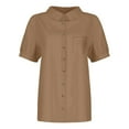 thumbnail image 4 of JFGHDG linen shirts for women Short Sleeve Cotton Linen Shirt linen button down shirt women women button up shirt boho womens tops Shirts For Short Sleeve Collared Work Blouse Tunic Tops Khaki S, 4 of 5