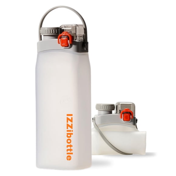 Botella de agua IzziBottle de silicona plegable de 600 ml, color blanco