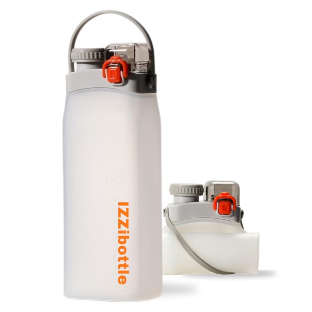 Botella de agua IzziBottle de silicona plegable de 600 ml, color blanco