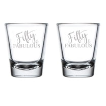 Set of 2 Shot Glasses 1.75oz Shot Glass Fifty And Fabulous 50th Birthday