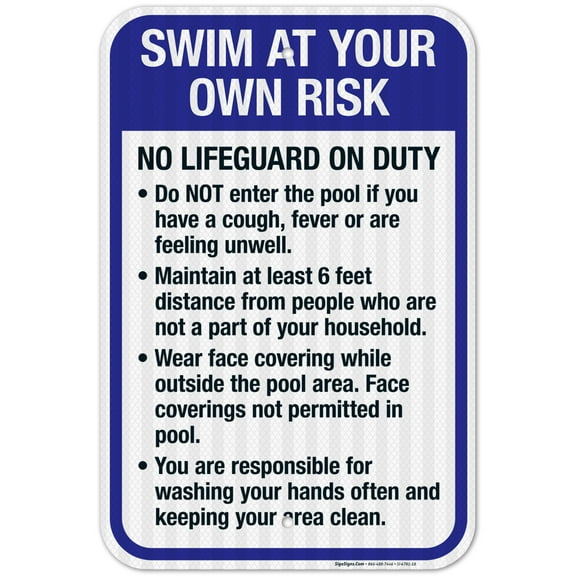 Swim At Your Own Risk Sign, Pool Sign, (SI-6781)