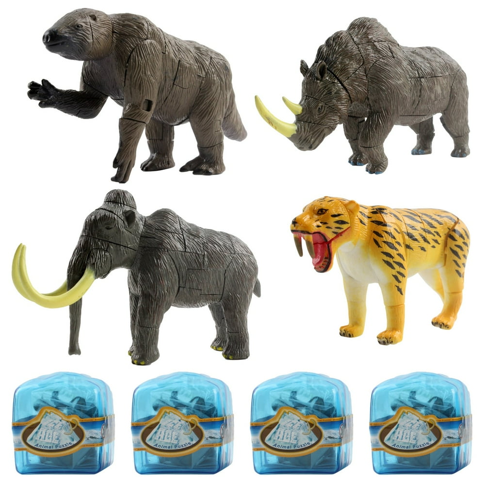 Vokodo Prehistoric Set With 4 Ice Age Animals In Glacier Cubes Kids