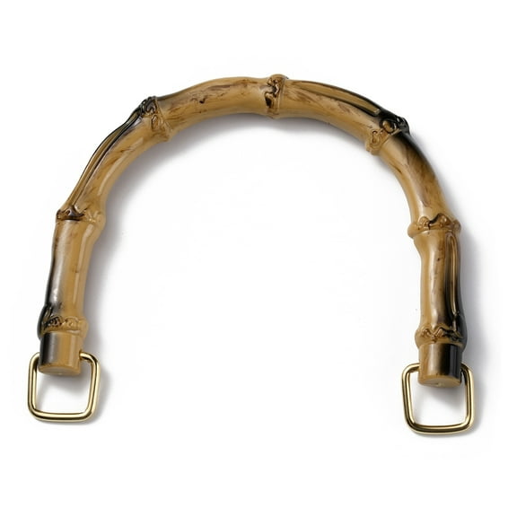 Plastic Imitation Bamboo Bag Handles with Alloy Clasp Purse Bag Making Dark Goldenrod 11.5x13.4x1.4cm