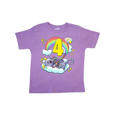 

Inktastic 4th Birthday Unicorn Cat Rainbow Gift Toddler Boy or Toddler Girl T-Shirt