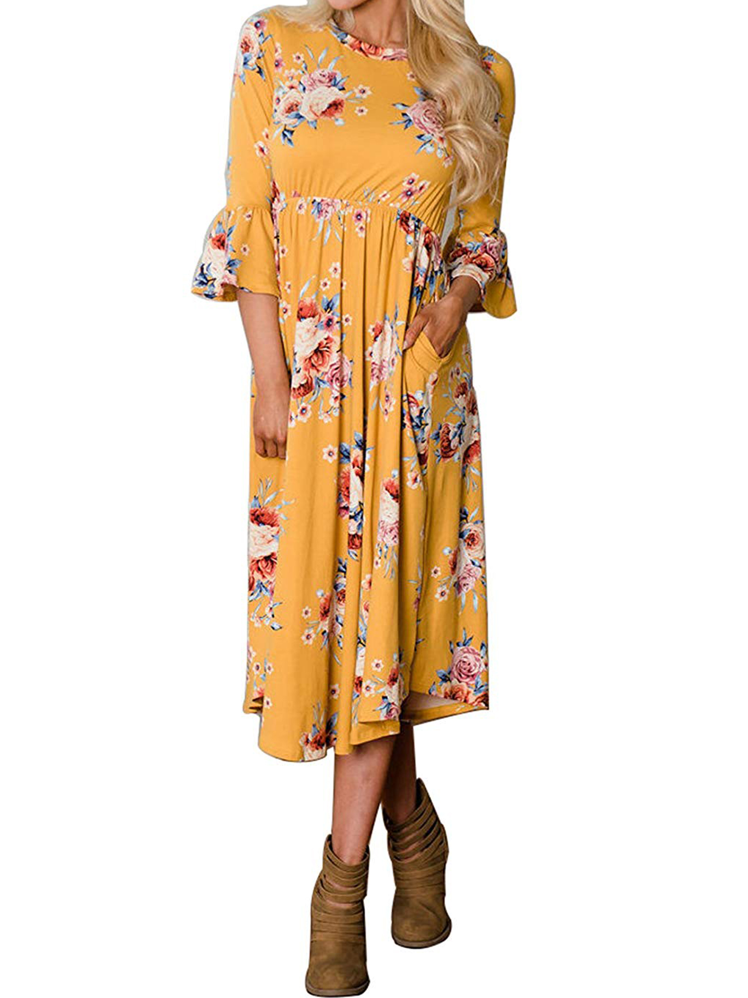 walmart yellow floral dress