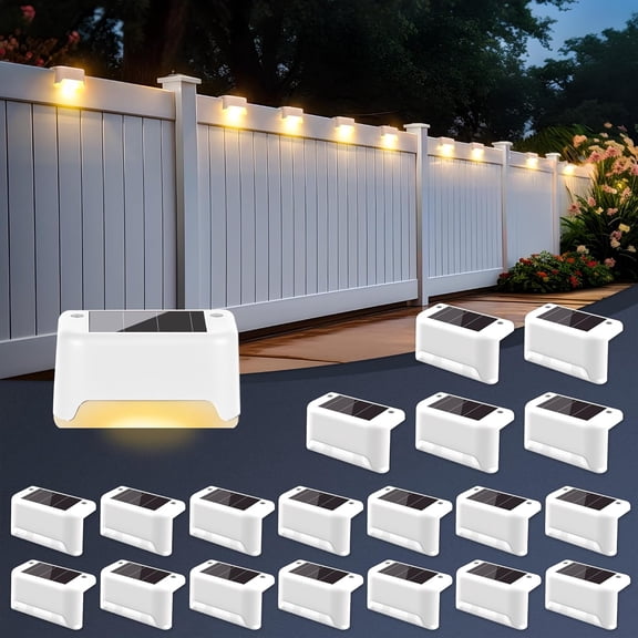 SOLPEX Solar Fence Lights Outdoor 20 Pack, Solar Step Lights Waterproof Led Solares Light for Outdoor Stairs, Deck, Fence, Yard, Patio, and Balcony(Warm White)