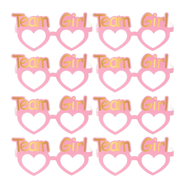 8 piezas de gafas de papel Team Girl Eyeglass Baby Welcome Party Gafas Baby Shower Holidays Festival Photo Props (Rosa)