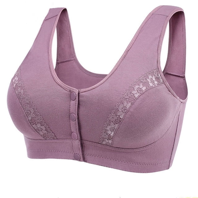 Ropa interior para madres de mediana edad y mayores, sujetador de algodón estilo chaleco, push up, sujetador con hebilla delantera de talla grande para personas mayores