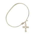 thumbnail image 2 of 6 1/4 inch Oval Eye Hook Bangle Bracelet w/ Cross medal charm w/ April Crystal Swarovski Crystal, 2 of 3