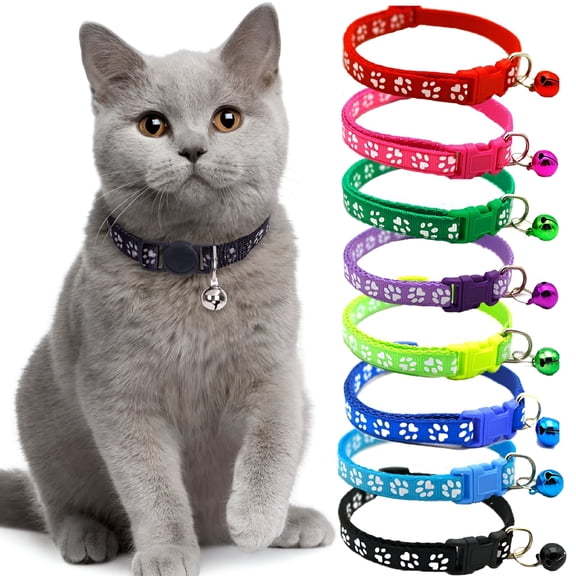 GASTROPOD Kitten Collar with Bell, 2 Pack Breakaway Cat Collars with Safe Quick Release Buckle, Adjustable Soft Pet Collar for Small Medium Kitty Cats