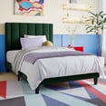thumbnail image 7 of Einfach Twin Bed Frame, Platform Bed with Upholstered Velvet Vertical Channel Headboard, Green, 7 of 7
