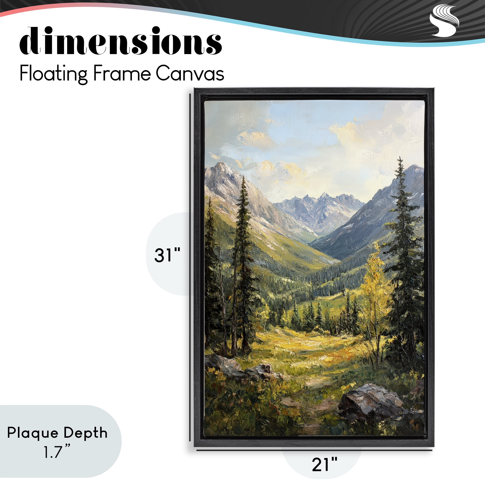 Stupell Industries Mountain Refuge in Golden Valley Black Framed Floater Canvas Wall Art, design by Petal Prints Design