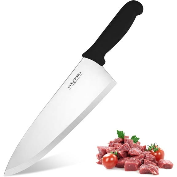 10" Professional Chef Knife, High Carbon Steel, Ergonomic (Black)