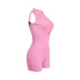 thumbnail image 4 of Qiylii Women Sleeveless Short Bodysuit, Solid Color Ribbed Front Half Zipper Slim Fit Jumpsuit Clubwear, 4 of 6