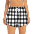 thumbnail image 2 of Goofa Black White Plaid Printed Women 2 in 1 Running Shorts,Quick Dry Athletic Workout Shorts,High Waisted Athletic Shorts with Liner Pockets-Large, 2 of 9
