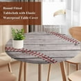 thumbnail image 4 of Baseball Round Tablecloth, Fitted Table Cover with Elastic for 36"-44" Round Tables, Vintage Wooden Shabby Art Table Cloth Outdoor Indoor Dinning Party Waterproof Tablecloths, 4 of 7