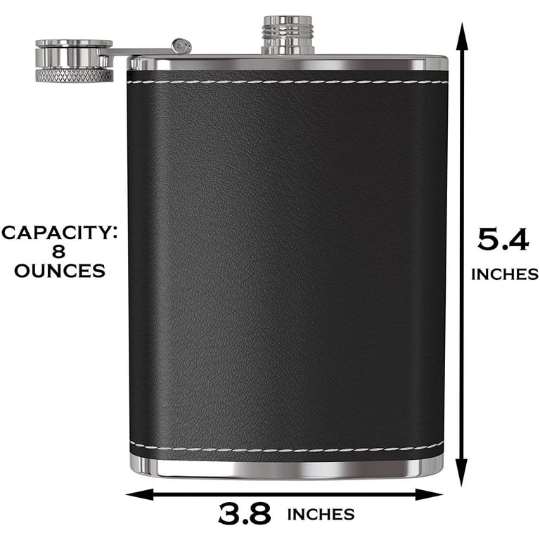 Hip Flasks for Liquor for Men 8 oz 12 Bulk with Funnel Set Black Matte  Metal Stainless Steel for Drinking Whiskey Alcohol Groomsmen (Black Matte  Cap)