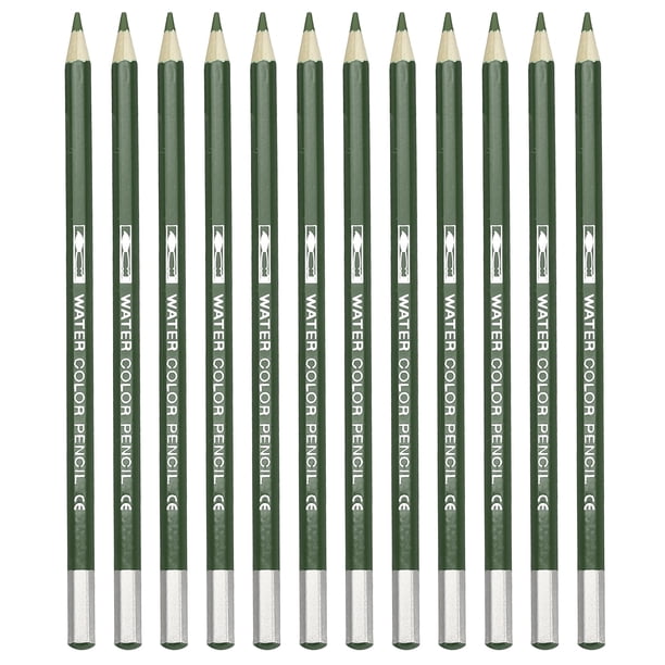 Uxcell 12Pcs Lápiz de Acuarela para Colorear, Dibujar, Pintar, Verde Oliva