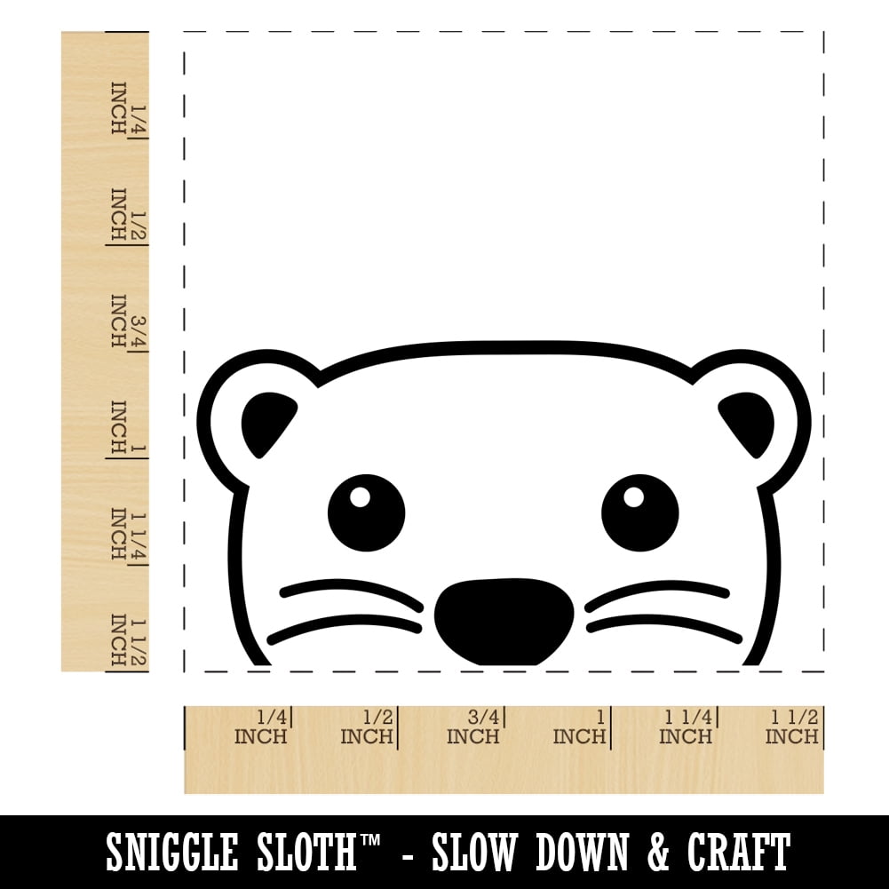 Peeking Otter Self-Inking Rubber Stamp Ink Stamper - Red Ink - Large 1-1/2 Inch