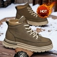 thumbnail image 3 of Men's Heavy-Duty Winter Ankle-High Snow Boots - PU Upper & PVC Traction Tires, Lace-Up Ankle Strap Hiking Boots for Ice, Snow, Mud - All-Terrain Outdoor Trekking, Work Boots (Brown/Black), 3 of 6