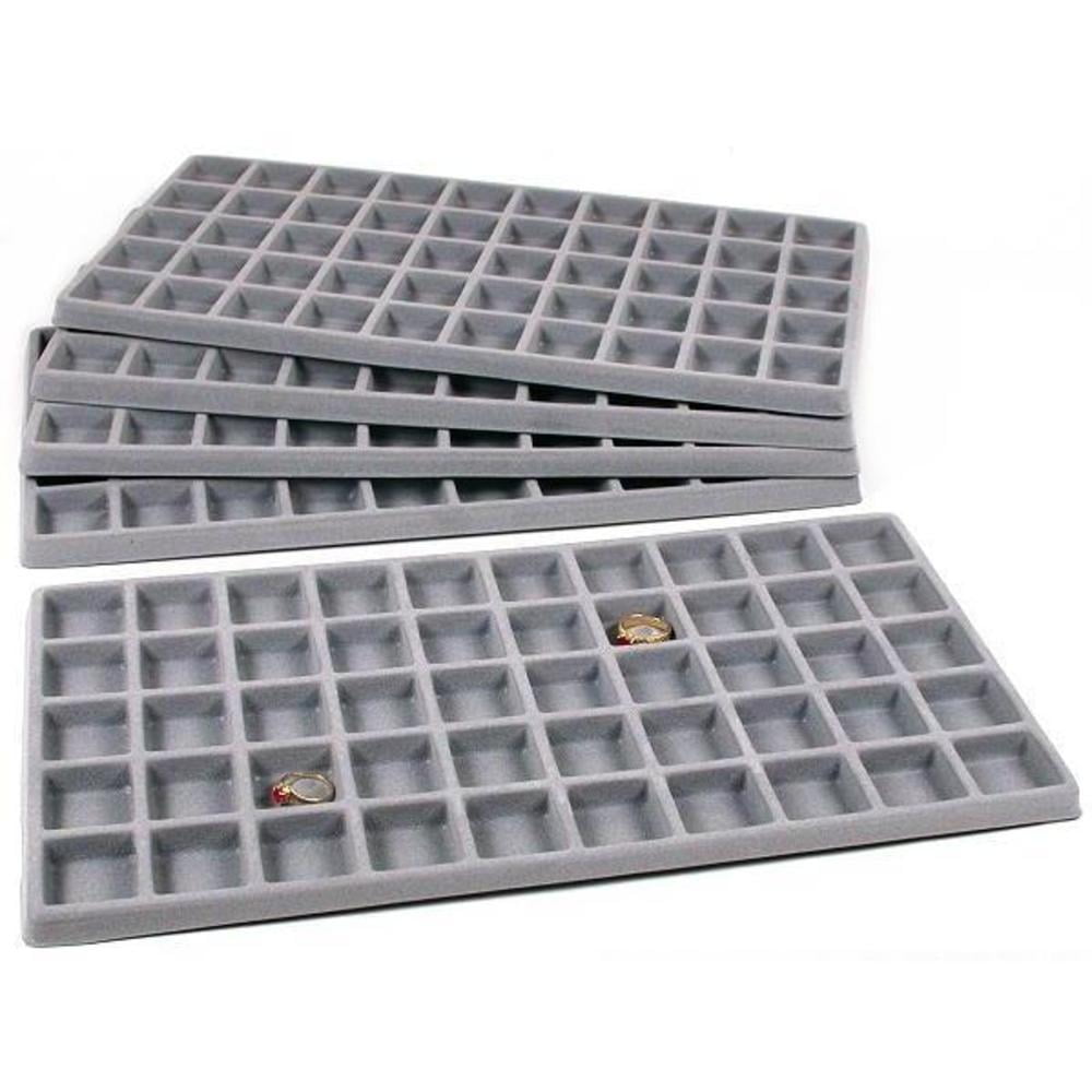White Plastic Stackable Trays w/24 Compartment Gray Jewelry Display Inserts 3 