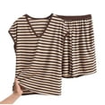thumbnail image 2 of Censtreet Womens Stripe Pajama Set Short Sleeve 2 Pieces Sleepwear Nightwear Soft Modal Classic Pjs Lounge Sets, 2 of 3