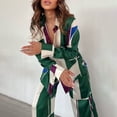 thumbnail image 5 of Edvintorg Set for Women Fashion Women's Print Deep V Lapel Water Ripple Print Long Sleeve Flared Mopping Trousers Suit High-End Chiffon Suit Casual Lounge Sets, 5 of 7
