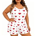thumbnail image 2 of Chbgutlmr Plus Size 2 Piece Loungewear Sets Heart Printed Outfits Sleeveless Camisole Tops Elastic Waist Shorts Casual Cute Summer Homewear Set, 2 of 7
