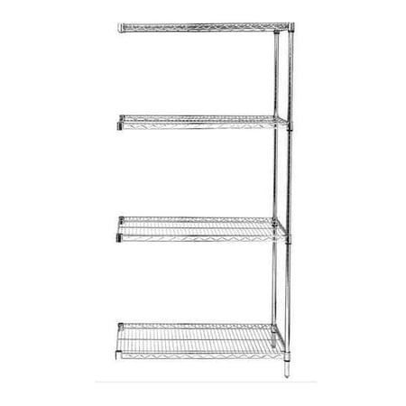 Wire Shelving, 18"D x 36"W x 54"H, 4 Shelves, Chrome 45VY28