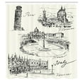 thumbnail image 3 of Ambesonne Sketch Shower Curtain, Italian Landmarks Travel, 69"Wx70"L, Black White, 3 of 5