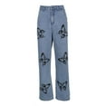 thumbnail image 4 of Ketyyh-chn99 Plus Size Jeans Women High Rise Straight Jeans y2k Bootcut Mid-Rise Stretch Jeans Bule,L, 4 of 4