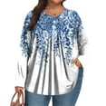 thumbnail image 2 of MLQIDK Plus Size Tops for Women 4x-5x Trendy Long Sleeve Shirts Boho Tops Ethnic Floral Graphic T-Shirt V Neck T Shirts Loose Casual Tunics Blouses Blue 5XL, 2 of 5