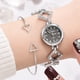 thumbnail image 4 of Reloj femenino con diamantes de imitación y esfera redonda de cuarzo con correa de aleación y pulsera (negro plateado), 4 of 4
