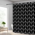thumbnail image 2 of Black White Line Pattern Shower Curtain for Bathroom Boho Waterproof Shower Curtains Cloth with Hooks Bohemian Stripe Fabric Home Bath Decor Curtain 72x84 inches, 2 of 6