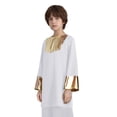 thumbnail image 2 of Hansber Kids Boys Praise Dance Top Long Sleeve Metallic Back Zipper Choir Church Worship Dance Stage Performance Tunic Top White 8, 2 of 6