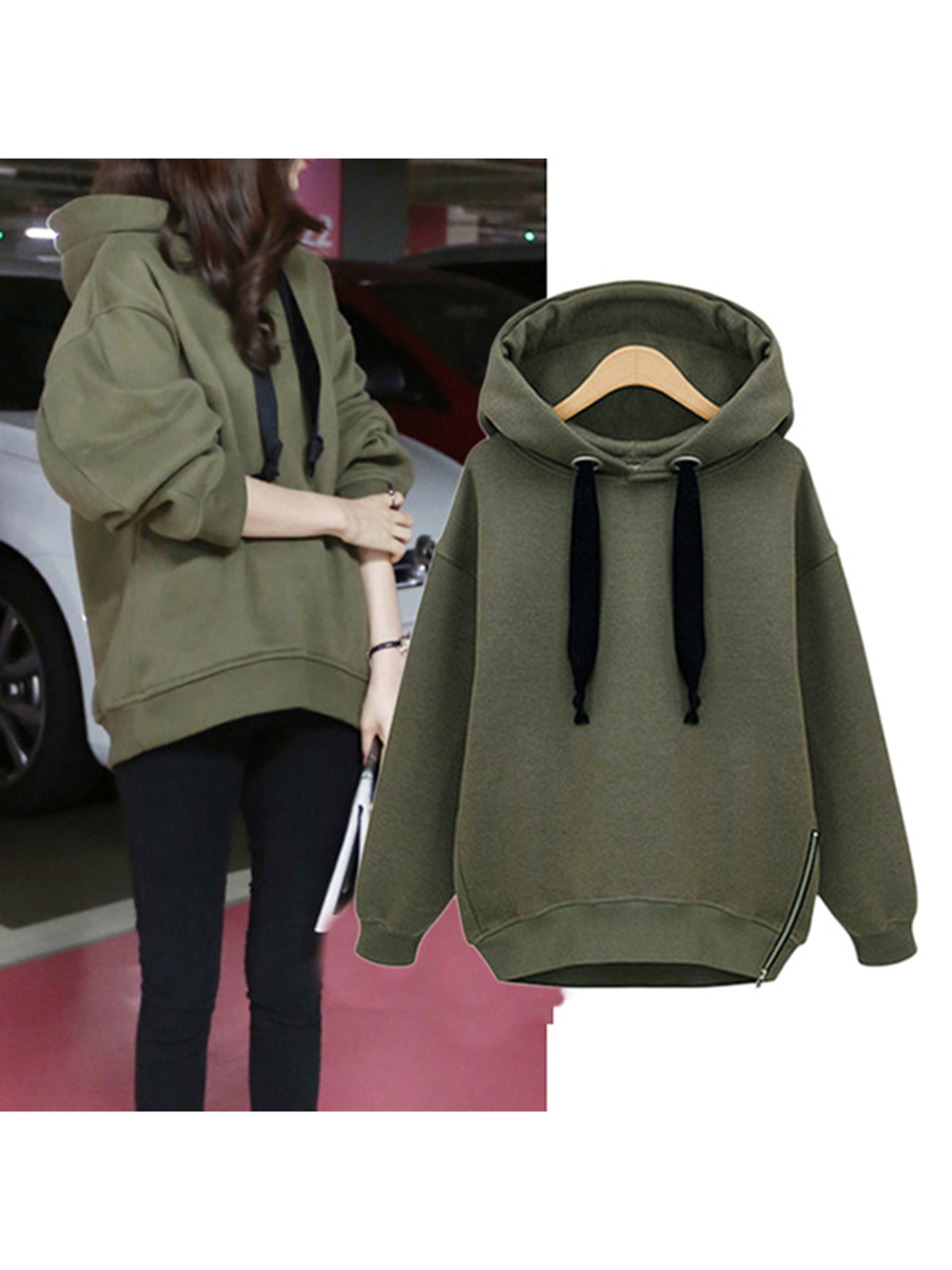 Black Friday Clearance Green Casual Hoodies Sweatshirt For Woman Womens Long Sleeve T Shirts Ladies Leisure Side Zipper Pullover Hoodies Gift For Juniors S L Walmart Com