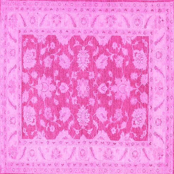 Ahgly Company Indoor Square Oriental Pink Traditional Area Rugs, 6' Square