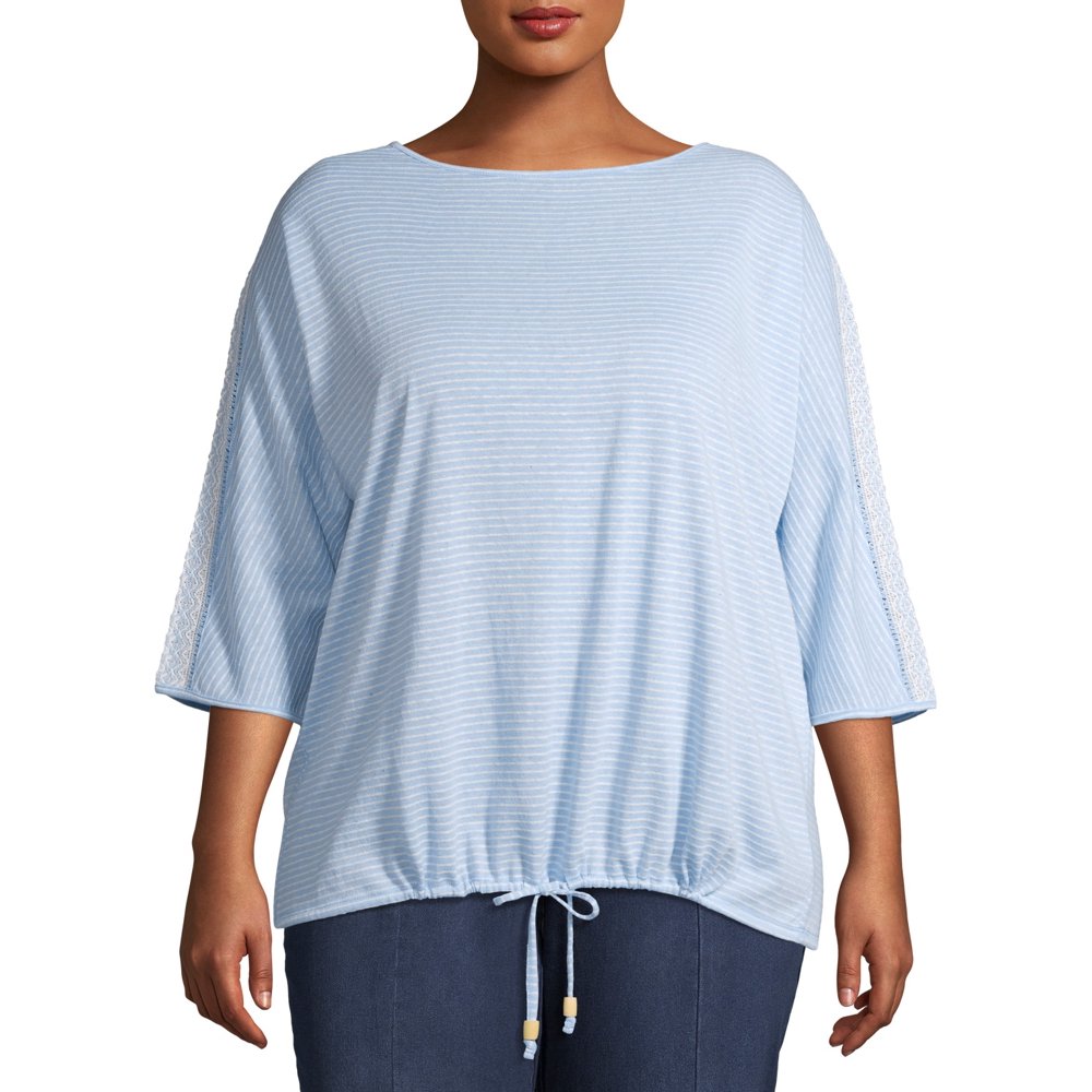 Terra & Sky Terra & Sky Women's Plus Size Striped Dolman Sleeve Top