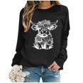 thumbnail image 4 of WEAIXIMIUNG Chandails en Molleton pour Femmes Tendance Zip Automne et Hiver 2024 Col Rond Mode Imprimé Vache Manches Longues Mode Décontractée Top Sortie, 4 of 4