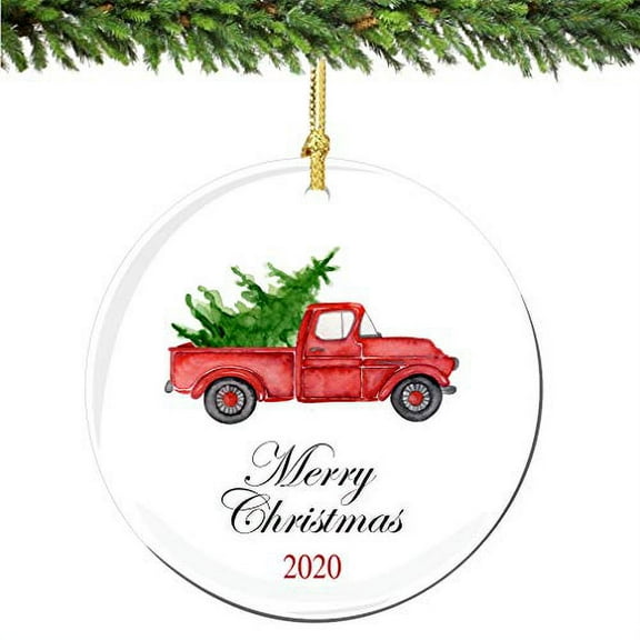 Merry Christmas Ornament 2023 Truck Porcelain Ornament Home Decor Christmas Decoration Gift Idea