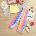 thumbnail image 4 of Weebloom Girls Spring Outfits Summer Outfit Pure Color Tank Top With Rainbow Gradient Loose Pants Outdoor Activities Age 7 12 Clothes Set Yellow 9-10 Years, 4 of 5