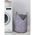 thumbnail image 3 of Paisley Laundry Bag, Tribal Floral Ornamental Patterned Design with Raindrop Like Shapes Artwork, Basket with Handles Drawstring Closure for Laundromats, 13" x 19", Blue and Purple, by Ambesonne, 3 of 4