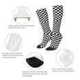 thumbnail image 4 of Knee High Socks for Women Checkerboard Black And White Long Tube Sock Uniform Socks, 4 of 7