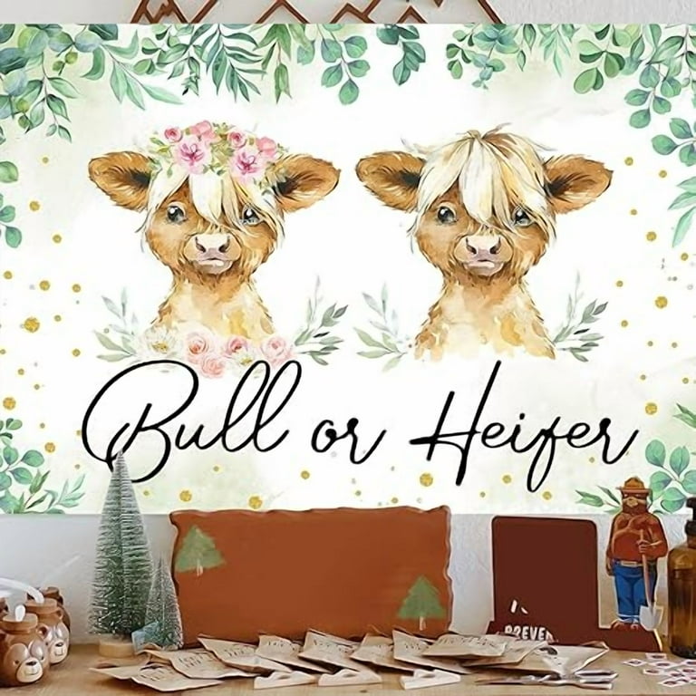 7x5ft Highland Cow Birthday Backdrop - Farm Theme Photography Background