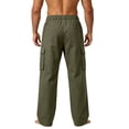 thumbnail image 4 of Blmnix Baggy Pants Men Low Rise Cargo Cotton Pants Travel Pants Bottoms Straight-Leg Green Long Casual Pants for Men,XXL, 4 of 8