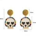 thumbnail image 4 of 2 pares de pendientes de Halloween para mujer, pendientes de calavera con esqueleto, Hey Boo, calabaza, fantasma, pendientes colgantes de color naranja, dorado, blanco y negro oso de fresa Electrónica, 4 of 5