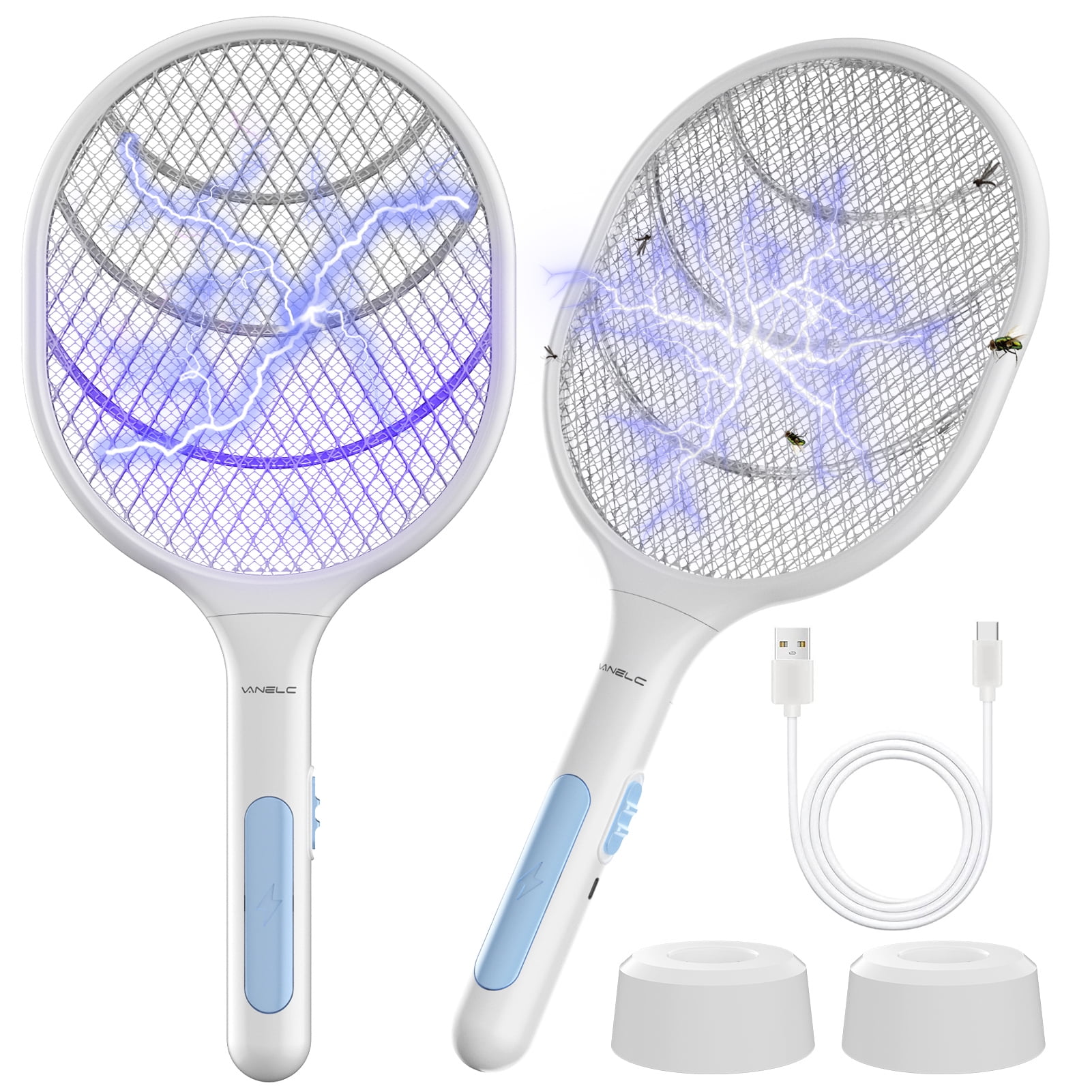 2 Pack Handheld Bug Zapper Fly Swatter, 3000V Mosquito Zapper Killer