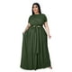 thumbnail image 5 of Traje de dos piezas con falda ancha y tirantes cruzados de color liso para mujer de talla grande a la moda, 5 of 5